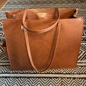 BEIS “the large work tote” in cognac croc